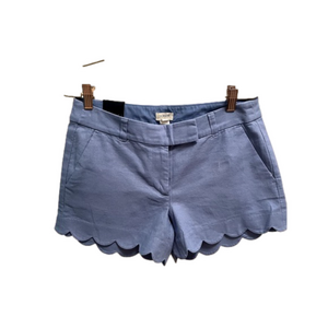 J. Crew Blue 4" linen-cotton scalloped hem short